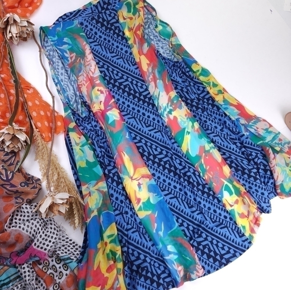 Soft Surroundings Multicolored Sheer Cascade Vest Sz S/M - Picture 9 of 12